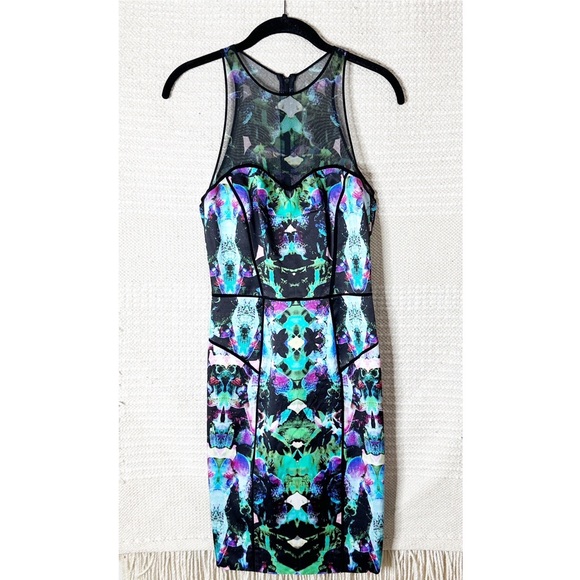 Milly Dresses & Skirts - MILLY mutlicolored geometric Mesh Racer sleeveless dress 4